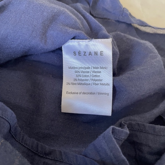 Sezane Caitlin Dress in Navy Blue with Gold Threads with bonus Tote Bag! - Picture 14 of 17